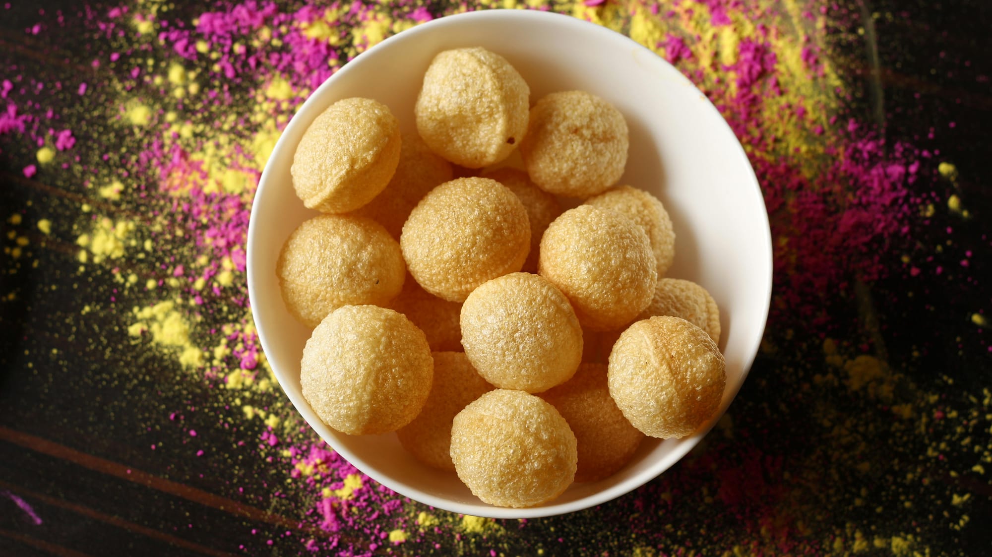 Pani puri / golgappa served with spicy water and potato filling